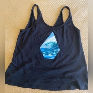 Navy Blue Wave Graphic Tank Top